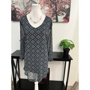 Croft & Barrow Women’s Top Blouse Plus Tunic Size 3XL VNeck Pullover Floral